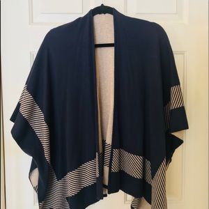 CAbi Navy/Tan Reversible Wrap Sweater